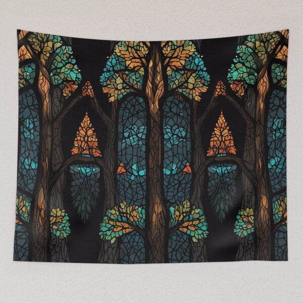 Item preview, Colourful Mosaic Stained Glass Tree effect design designed and sold by FocusedArt.