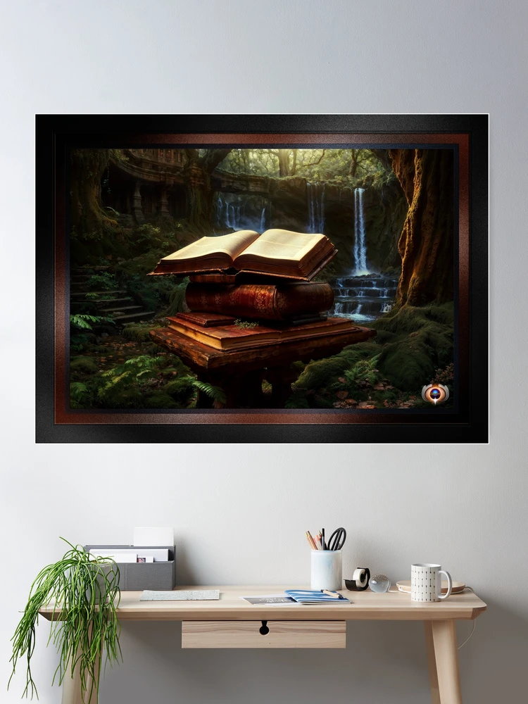 Enchanted Mystical Books In The Mylian Forest AI Concept Art by Xzendor7 - A Magical Mystery Revealed 2 Enchanted Mystical Books In The Mylian Forest Beguiling AI Concept Art by Xzendor7 Room Decor Poster Art Print