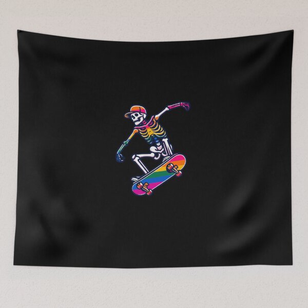 Item preview, LGBTQ Skater Lesbian Pride Flag Skateboarding Skeleton designed and sold by Dressed For  Duty.