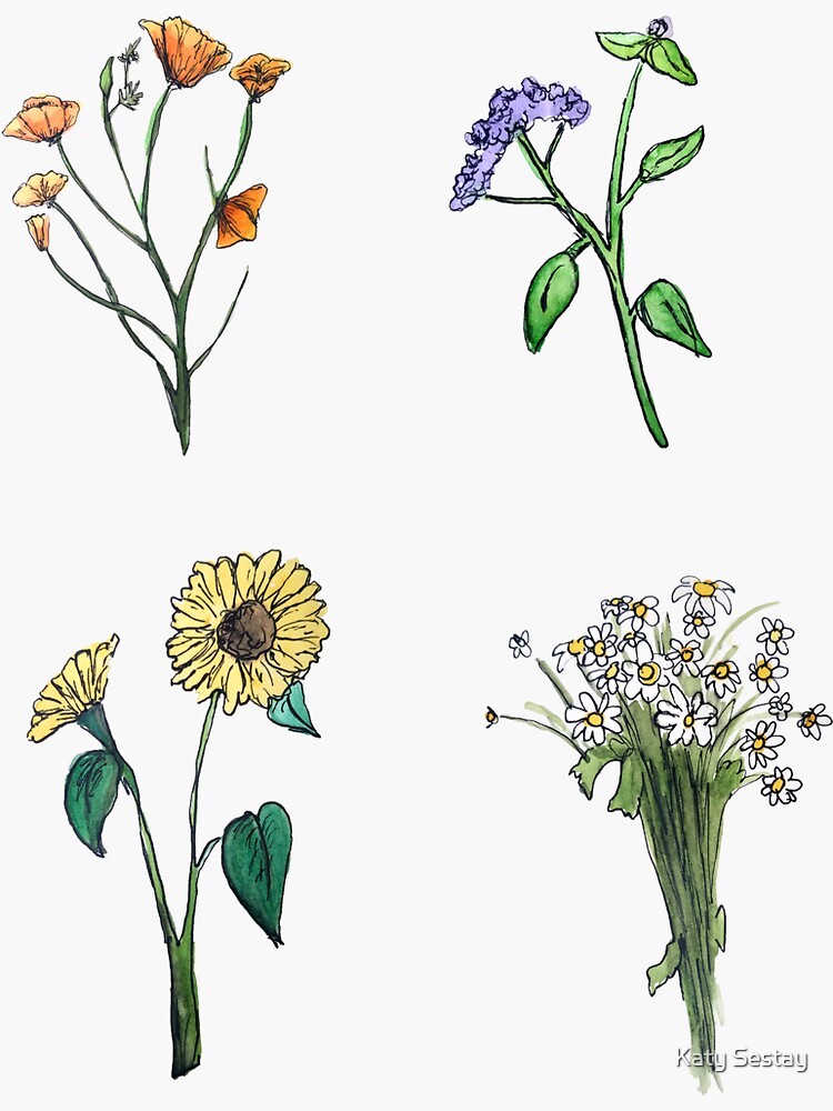Wildflower Boho Hippie Stickers by mountainwoman