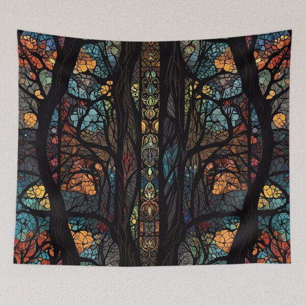 Item preview, Colourful Mosaic Stained Glass Tree effect design designed and sold by FocusedArt.