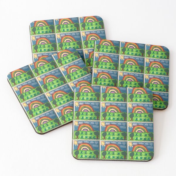 Item preview, Rainbow Above A Beautiful Brightly Green Patch,With Two Trees Several Plants. designed and sold by PodmenikArt.