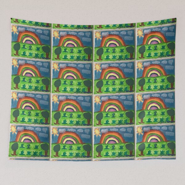 Item preview, Rainbow Above A Beautiful Brightly Green Patch,With Two Trees Several Plants. designed and sold by PodmenikArt.