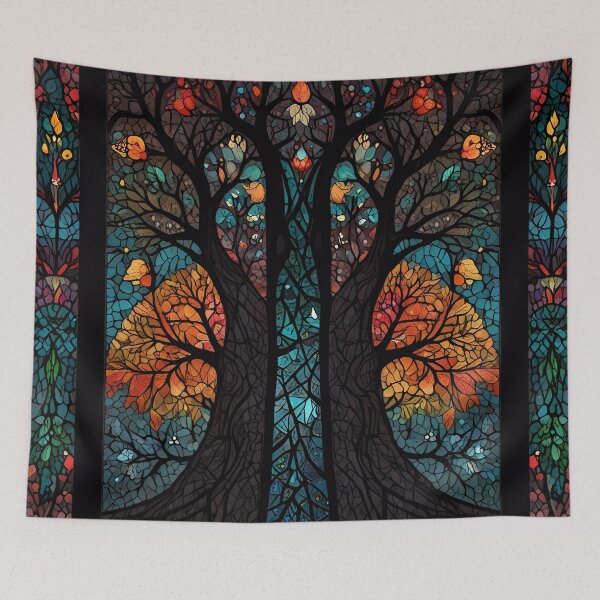 Item preview, Colourful Mosaic Stained Glass Tree effect design designed and sold by FocusedArt.
