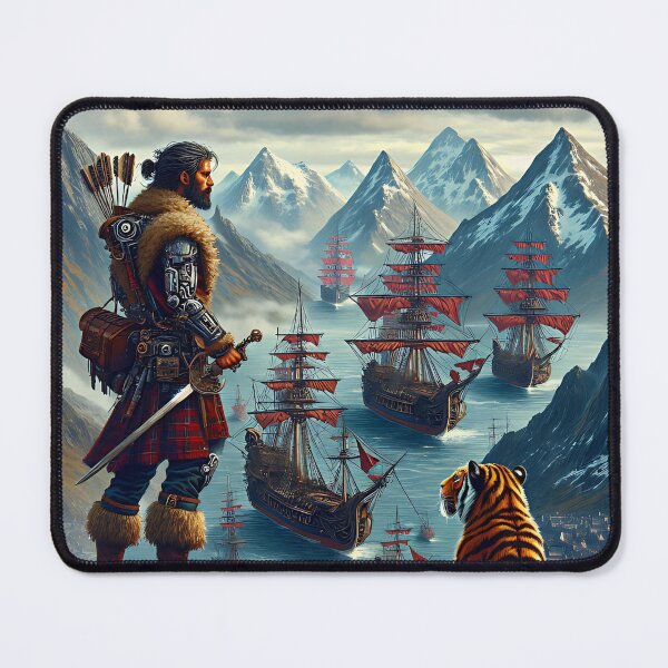 Item preview, Celtic Soldier surveying his kingdom with his tiger by his side designed and sold by Redcon-fantasy.