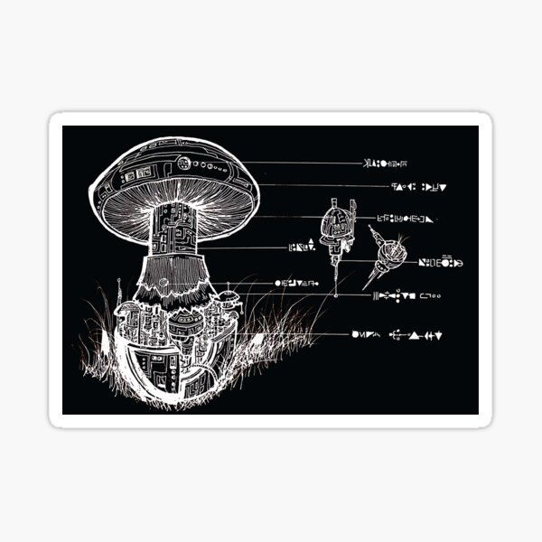 Cyber Mushroom Schematic Sticker
