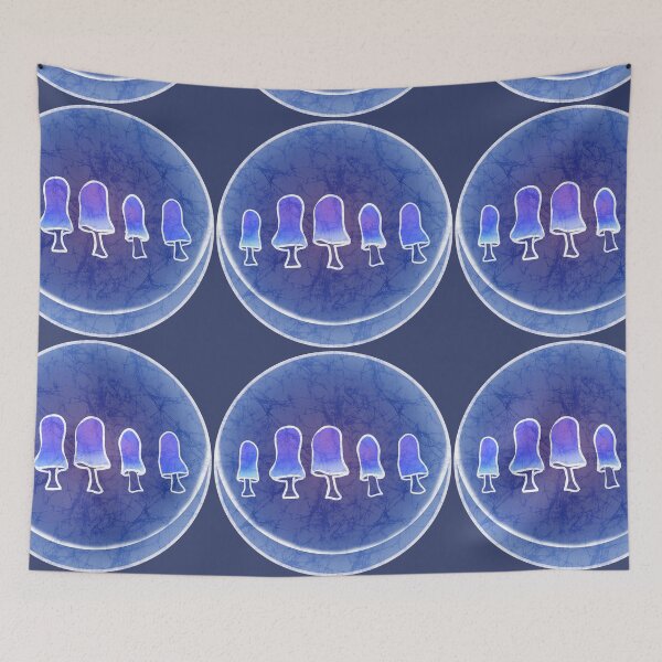 Item preview, Batik Mushrooms with crescent moon designed and sold by AuroraXGreen.