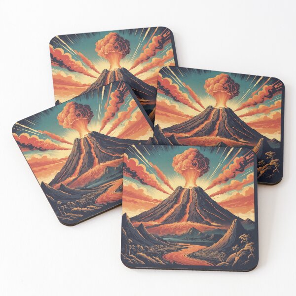 Item preview, Volcano erupting with a retro design designed and sold by CreativPurpose.