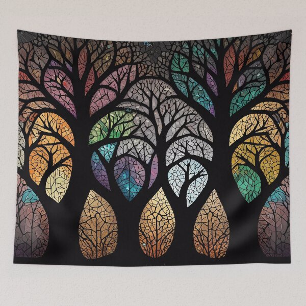 Item preview, Colourful Mosaic Stained Glass Tree effect design designed and sold by FocusedArt.