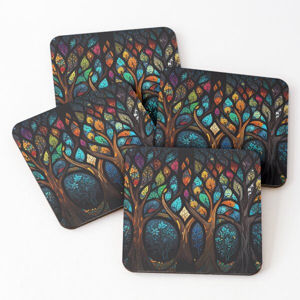 Item preview, Colourful Mosaic Stained Glass Tree effect design designed and sold by FocusedArt.