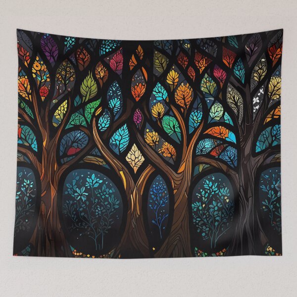 Item preview, Colourful Mosaic Stained Glass Tree effect design designed and sold by FocusedArt.