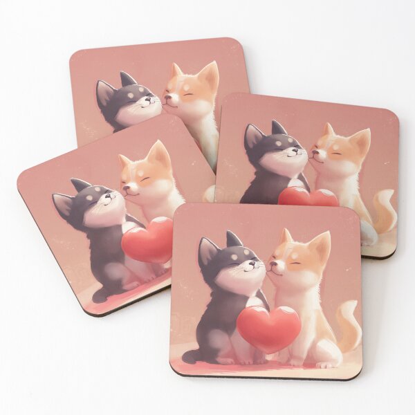 Item preview, Heartfelt Kawaii Cat and Dog Chibi Love Pattern designed and sold by JoyfulSeams.
