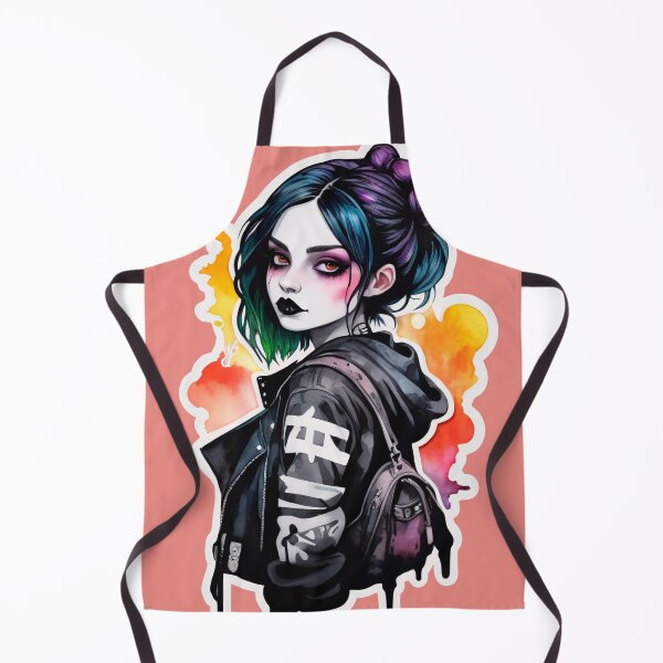 Item preview, Watercolor Goth Girl Portrait designed and sold by MadnessEnvelope.
