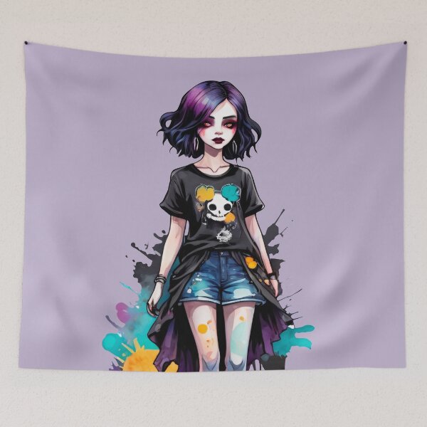 Item preview, Watercolor Artist Goth Girl Illustration designed and sold by MadnessEnvelope.