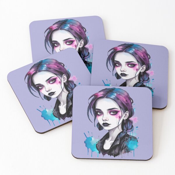 Aperçu de l'œuvre Artsy Goth Girl Portrait Aquarelle Peinture créée et vendue par MadnessEnvelope.
