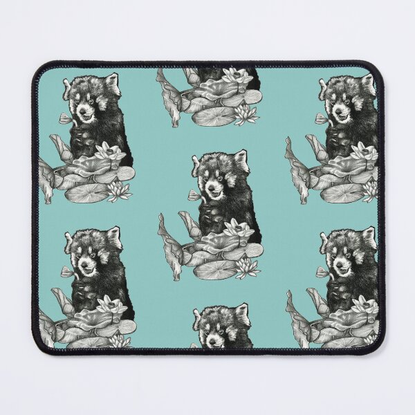 Item preview, Red panda and lotus leaves designed and sold by KnowingWonder.