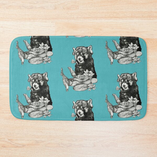 Item preview, Red panda and lotus leaves designed and sold by KnowingWonder.