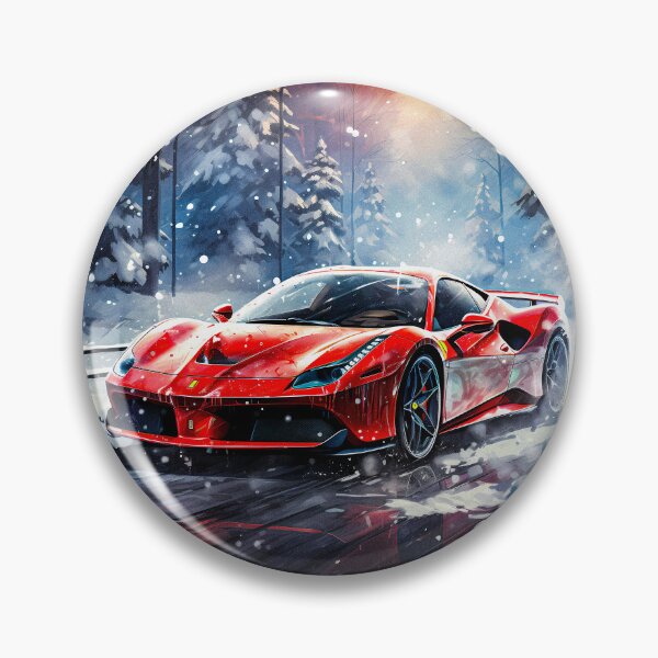 Item preview, Red Ferrari 488 In Alpine Escape, Winter Sportscar Among Snow designed and sold by RevUpDesign.