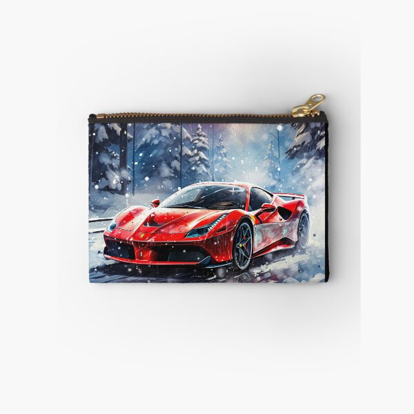 Item preview, Red Ferrari 488 In Alpine Escape, Winter Sportscar Among Snow designed and sold by RevUpDesign.