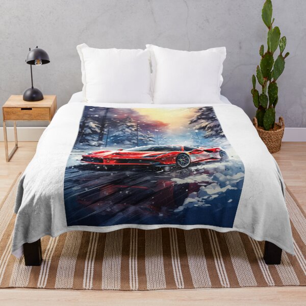 Item preview, Red Ferrari 488 In Alpine Escape, Winter Sportscar Among Snow designed and sold by RevUpDesign.