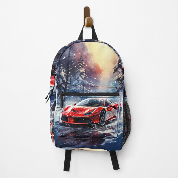 Item preview, Red Ferrari 488 In Alpine Escape, Winter Sportscar Among Snow designed and sold by RevUpDesign.