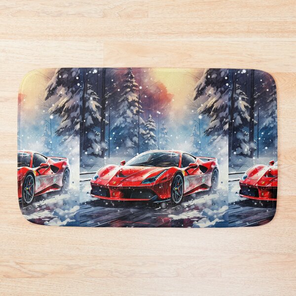 Item preview, Red Ferrari 488 In Alpine Escape, Winter Sportscar Among Snow designed and sold by RevUpDesign.