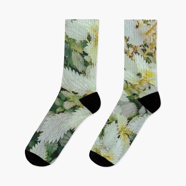 Item preview, Enchanting Foliage: Sharp-Edged Leaves in Pale Yellow and Silver designed and sold by DFLC Prints.