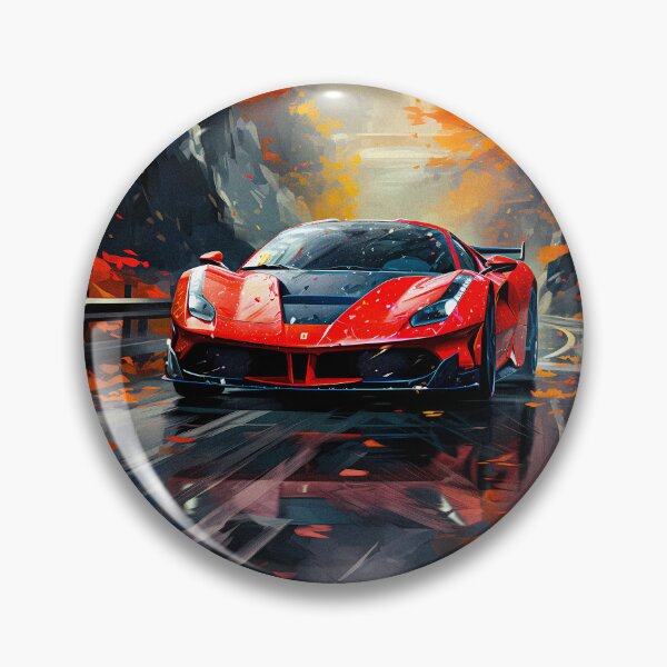 Item preview,  Red Ferrari 488 In Wet Forest Road, Autumn Style designed and sold by RevUpDesign.