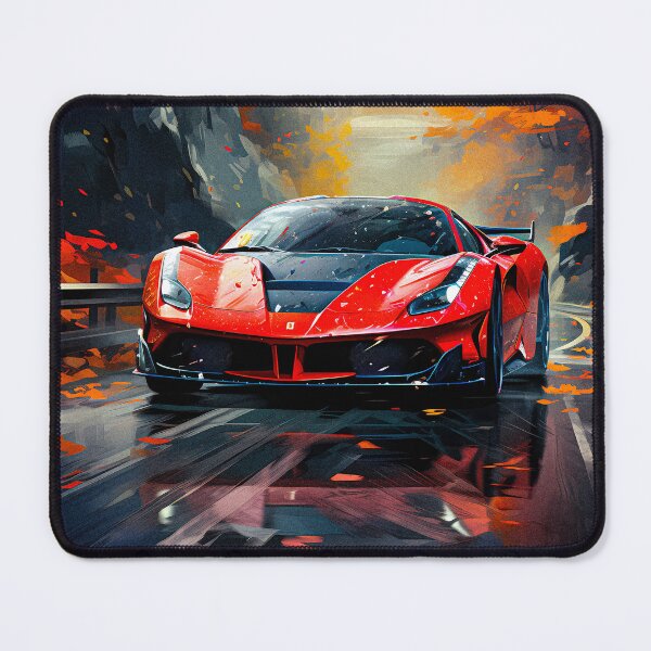 Item preview, Red Ferrari 488 In Wet Forest Road, Autumn Style designed and sold by RevUpDesign.