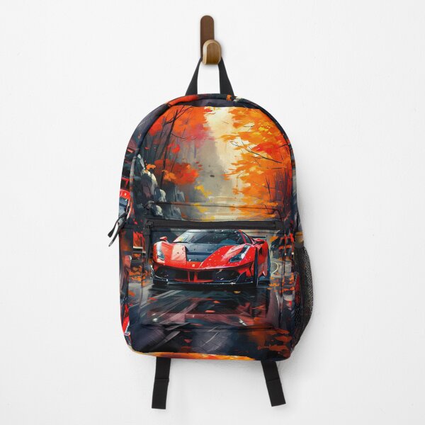 Item preview, Red Ferrari 488 In Wet Forest Road, Autumn Style designed and sold by RevUpDesign.