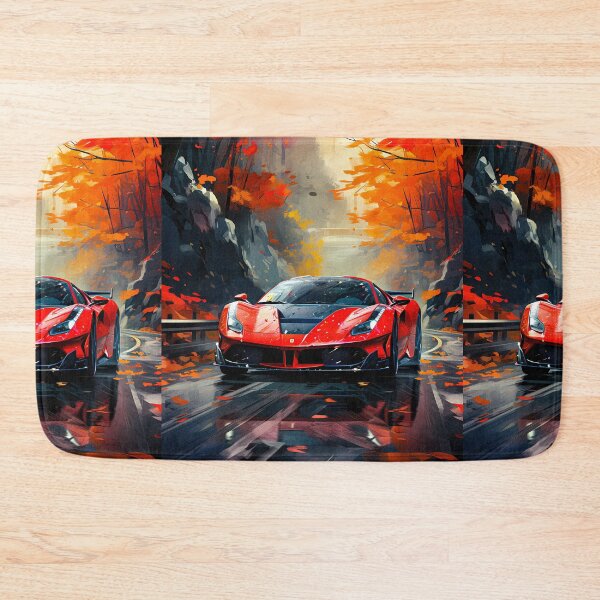 Item preview,  Red Ferrari 488 In Wet Forest Road, Autumn Style designed and sold by RevUpDesign.