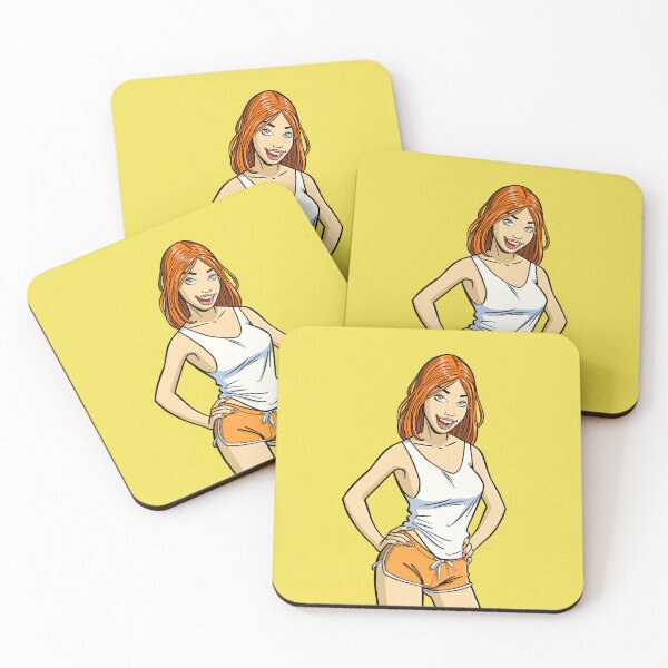 Item preview, CutiePie #210 - Redhead in hot pants and tank top designed and sold by CutiePiesArt.