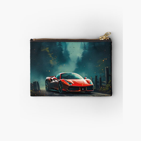 Item preview, Red Ferrari 488 In Wet Forest Road, Alpine Serenity designed and sold by RevUpDesign.