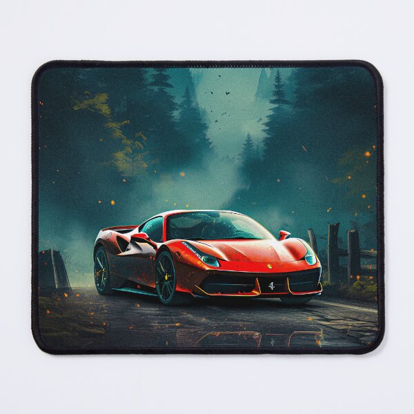 Item preview, Red Ferrari 488 In Wet Forest Road, Alpine Serenity designed and sold by RevUpDesign.