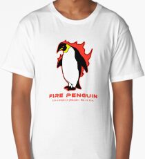 Fire Penguin T-Shirt Weird Cute Penguin Long T-Shirt