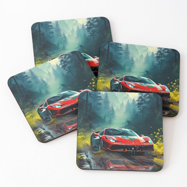 Item preview, Red Ferrari 458 In Wet Forest Road designed and sold by RevUpDesign.