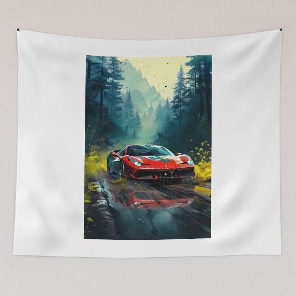Item preview, Red Ferrari 458 In Wet Forest Road designed and sold by RevUpDesign.