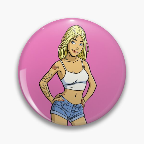 Item preview, CutiePie #223 - Tatooed blonde in denim hot pants designed and sold by CutiePiesArt.