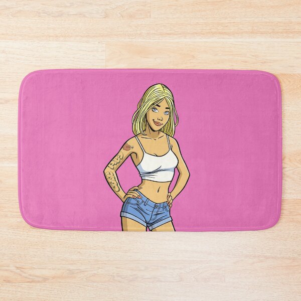 Item preview, CutiePie #223 - Tatooed blonde in denim hot pants designed and sold by CutiePiesArt.