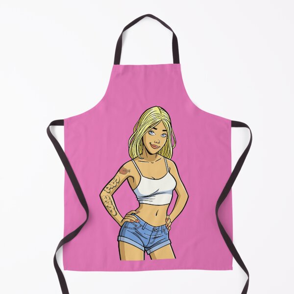 Item preview, CutiePie #223 - Tatooed blonde in denim hot pants designed and sold by CutiePiesArt.