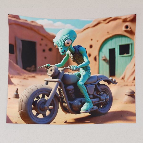 Item preview, Alien riding motorcycle designed and sold by GlitchyGraffix.