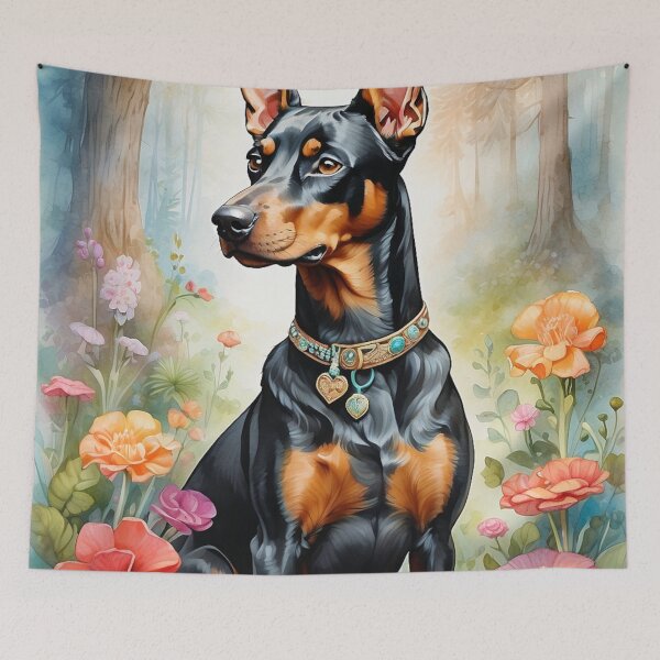 Artikelvorschau, 001 Tuschemalerei eines süßen Dobermanns entworfen und verkauft von Alexis Art Collection.