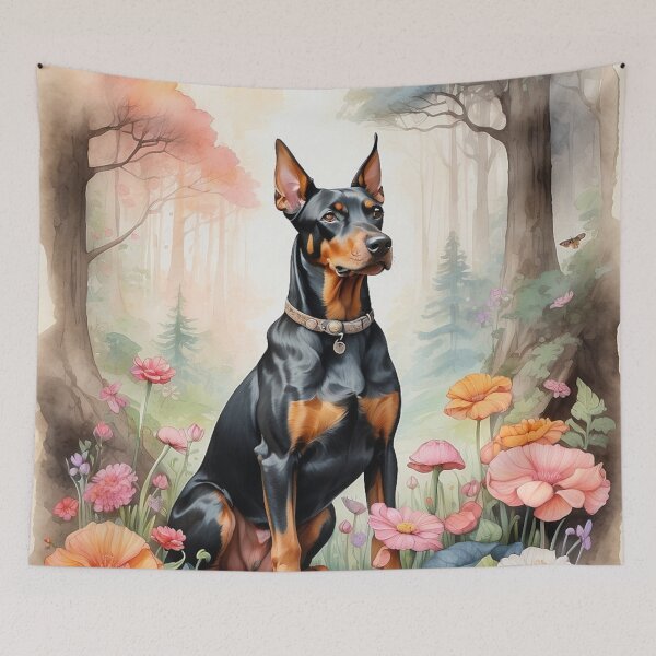 Artikelvorschau, 002 Tuschemalerei eines süßen Dobermanns entworfen und verkauft von Alexis Art Collection.