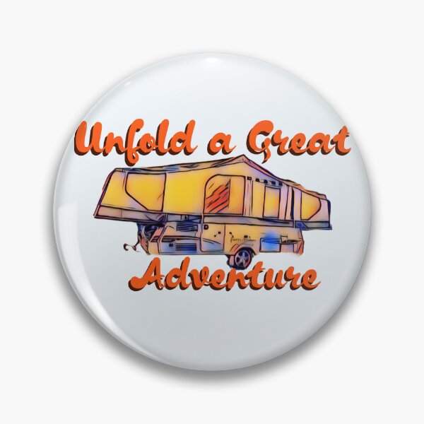 Item preview, Unfold a Great Adventure Orange and Blue Folding Caravan designed and sold by BeccaAelishe.