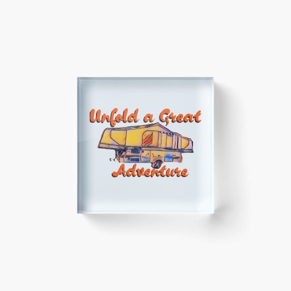 Item preview, Unfold a Great Adventure Orange and Blue Folding Caravan designed and sold by BeccaAelishe.