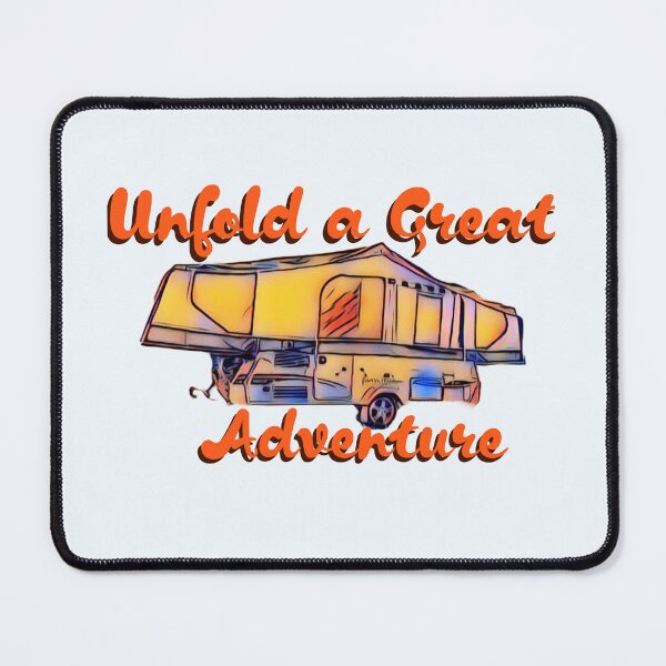Item preview, Unfold a Great Adventure Orange and Blue Folding Caravan designed and sold by BeccaAelishe.