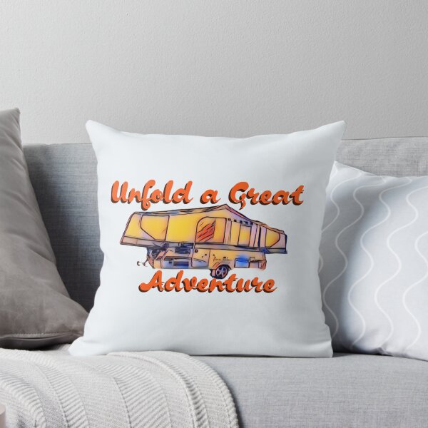 Item preview, Unfold a Great Adventure Orange and Blue Folding Caravan designed and sold by BeccaAelishe.