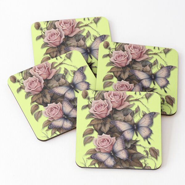 Item preview, Delicate butterflies on pink roses, their wings shimmering in the sunlight designed and sold by FotoworldEdel.