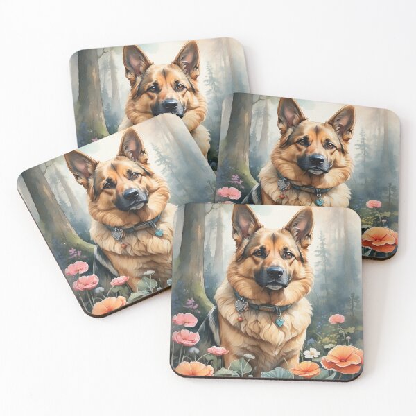 Item preview, 001 Ink Wash Painting of a Cute German Sheperd designed and sold by Alexis Art Collection.
