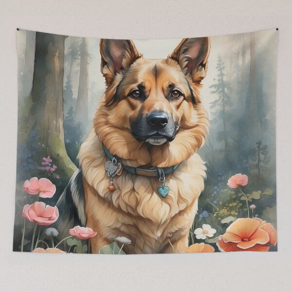 Artikelvorschau, 001 Tuschemalerei eines süßen deutschen Schäferhundes entworfen und verkauft von Alexis Art Collection.
